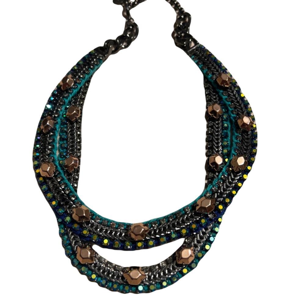 Stella & Dot Retired Rose Gold + Hematite Mercury Statement Necklace RARE